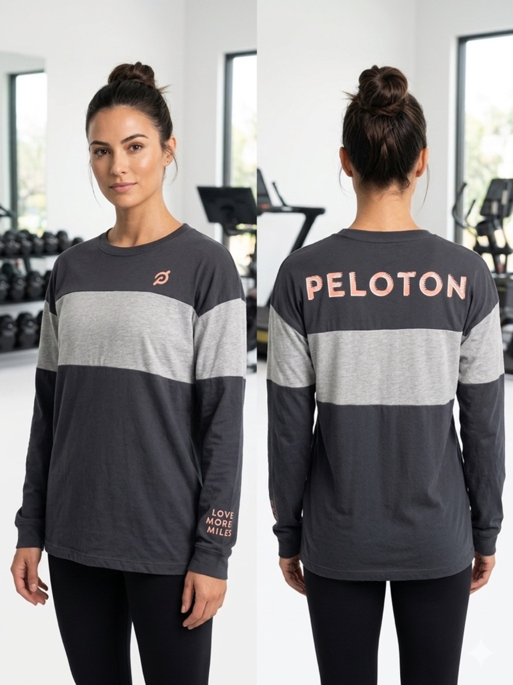 Peloton Women’s Gray Long Sleeve Rugby Venice Make Waves Cycling T-Shirt Small